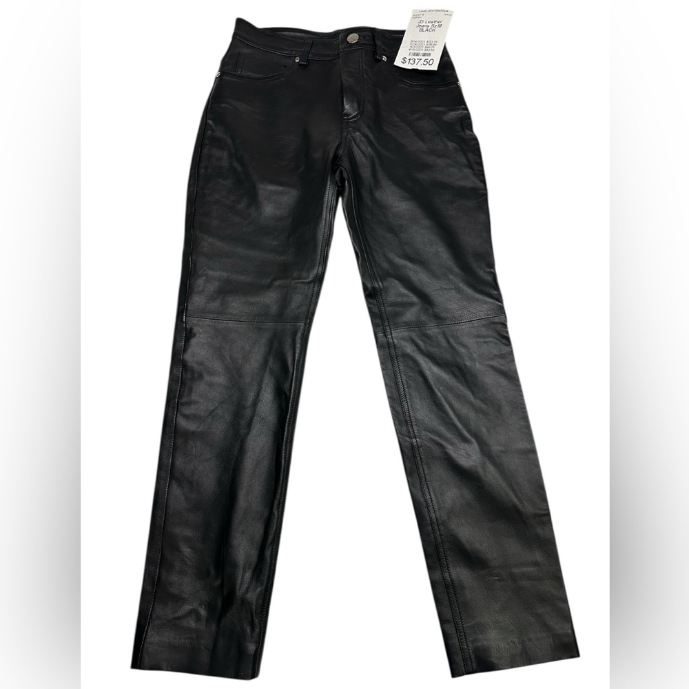 DJ / Black Faux Leather Straight Leg Pants / Medium (Estimated) / Goth Emo Punk